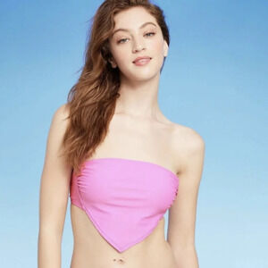 NWT Wild Fable Women's Handkerchief Bandeau Bikini Top Purple S 4-6